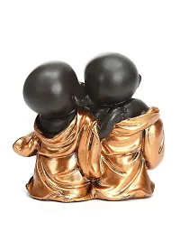 Karigaari India Handcrafted Resine Little Laughing Buddha Showpiece | Buddha Idols for Home Decor I Buddha Showpiece I Showpiece for Home I Color: Black  Bronze-thumb3