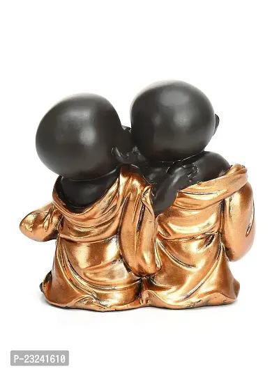 Karigaari India Handcrafted Resine Little Laughing Buddha Showpiece | Buddha Idols for Home Decor I Buddha Showpiece I Showpiece for Home I Color: Black  Bronze-thumb4