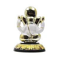 Classic Gold Plated Golden Stand White Color Ganesh Idol For Car Dashboard and Home Decor I Car Dashboard Idols I Ganpati For Car Dashboard I Car Idols For Dashboard-thumb4