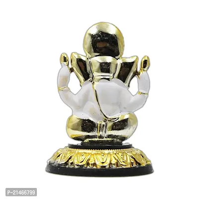 Classic Gold Plated Golden Stand White Color Ganesh Idol For Car Dashboard and Home Decor I Car Dashboard Idols I Ganpati For Car Dashboard I Car Idols For Dashboard-thumb5