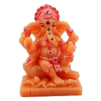 KARIGAARI - Ideas Hand Crafted Lord Ganesha Statue for Home Temple Office Car Dashboard Decor (Orange, KK0676)-thumb1