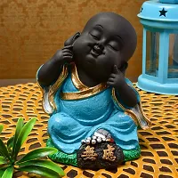 Karigaari India Handcrafted Resine Little Turquoise Buddha Showpiece | Buddha Idols for Home D?cor-thumb1