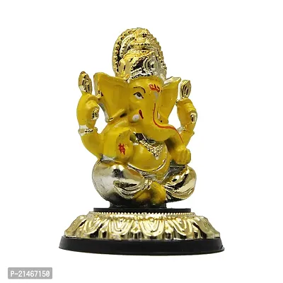 Classic Gold Plated Golden Stand Yellow Color Ganesh Idol For Car Dashboard and Home Decor I Car Dashboard Idols I Ganpati For Car Dashboard I Car Idols For Dashboard-thumb3