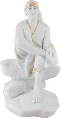 SHIVANIART Polymarble Sai Baba Statue, 6 Inches, White-thumb2