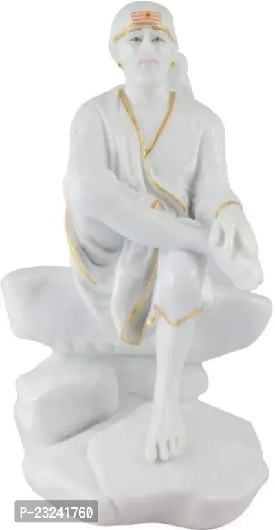 SHIVANIART Polymarble Sai Baba Statue, 6 Inches, White-thumb3