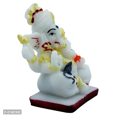 Classic- Ideas Hand Crafted Polyresin White Eco Friendly Ganesh Idol Figurine For Home Deacute;cor-thumb4