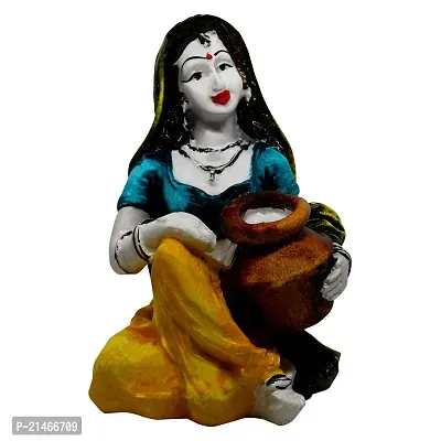Classic- Ideas Hand Crafted Polyresin Yellow Eco Friendly Rajasthani Idol Figurine-thumb3