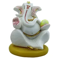 KARIGAARI - Ideas Hand Crafted Polyresin White Eco Friendly Lord Ganesh Idol Figurine-thumb1