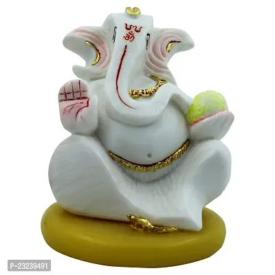 KARIGAARI - Ideas Hand Crafted Polyresin White Eco Friendly Lord Ganesh Idol Figurine-thumb2