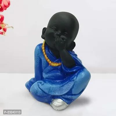 Karigaari India Polyresin Meditating Monk Buddha / Laughing Buddha / Happy Man Statue Standard Green Color, 1 Piece - HM-01