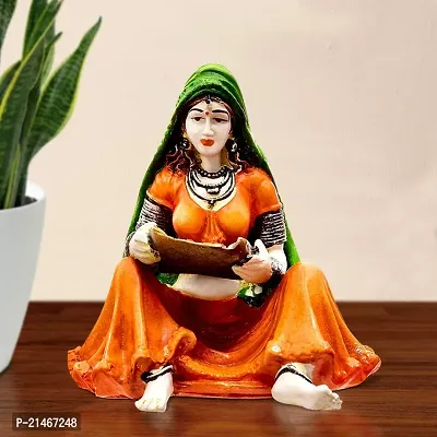 Classic Handcafted Rajasthani Lady With Supda Polyresine Showpiece For Home Decor-thumb0