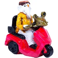 Karigaari India Hadcrafted Poly-Resin Scooty Rider Ganesha Sculpture | Showpiece for Home Decor and Office-thumb1