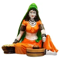 Karigaari India Handcrafted Rajasthani Lady Making Chakki Polyesine Idol Showpiece for Home Decor.-thumb2