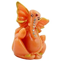 Classic- Ideas Hand Crafted Lord Ganesha Statue For Home Temple Office Car Dashboard Decor (Orange, Kk0678)-thumb3