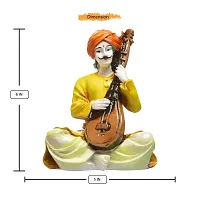 Karigaari India Handcrafted Man Playing Sitar Musical Instrument Resin Sculpture | Showpiece, Multicolour, Height : 26 cm, Breadth : 15 cm, Length : 18 cm-thumb2