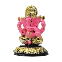 Classic Gold Plated Golden Stand Pink Color Ganesh Idol For Car Dashboard and Home Decor I Car Dashboard Idols I Ganpati For Car Dashboard I Car Idols For Dashboard-thumb1