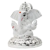 Karigaari India Silver Plated Ceramic Pagdi Ganesh Idol for car Dashboard  Home Decor I Car Dashboard Idols I Ganpati for car Dashboard I Car Idols for Dashboard (Size : 3 x 2 inches)-thumb4