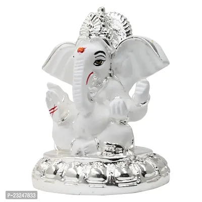 Karigaari India Silver Plated Ceramic Pagdi Ganesh Idol for car Dashboard  Home Decor I Car Dashboard Idols I Ganpati for car Dashboard I Car Idols for Dashboard (Size : 3 x 2 inches)-thumb5