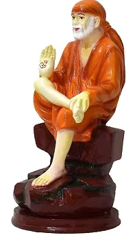 KRISHNAGALLERY1 Polyresin Antique Sai Baba Statue for Pooja Room Home Temple Gift 7 Inch, Orange-thumb2