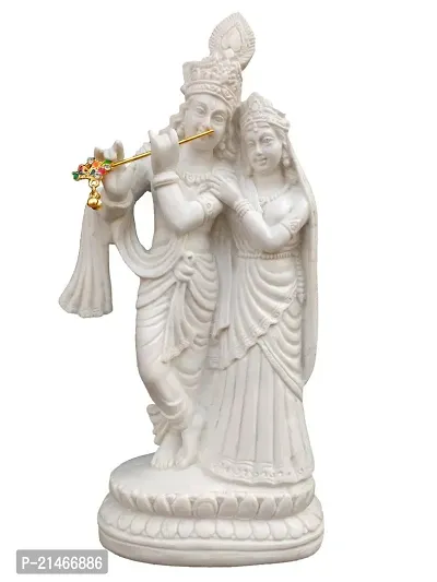 Shivaniart Polymarble Radha-Krishna Idol, 9, White