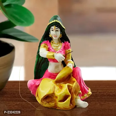 KARIGAARI - Ideas Hand Crafted Rajasthani Women Statue Figurine for Home D?cor Showpiece (KK0650)-thumb0