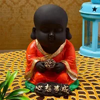 Karigaari India Handcrafted Resine Little Red Sitting Buddha Showpiece | Buddha Idols for Home Decor-thumb1