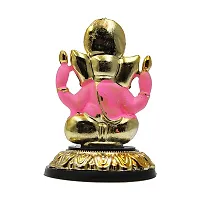 Classic Gold Plated Golden Stand Pink Color Ganesh Idol For Car Dashboard and Home Decor I Car Dashboard Idols I Ganpati For Car Dashboard I Car Idols For Dashboard-thumb4