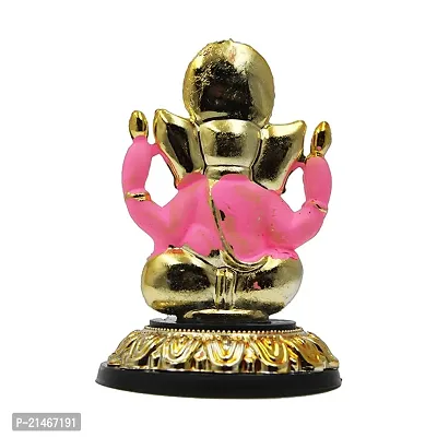 Classic Gold Plated Golden Stand Pink Color Ganesh Idol For Car Dashboard and Home Decor I Car Dashboard Idols I Ganpati For Car Dashboard I Car Idols For Dashboard-thumb5