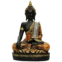 Classic Polyresine Sitting Buddha Showpiece Brown and Black-thumb1