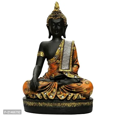 Classic Polyresine Sitting Buddha Showpiece Brown and Black-thumb2