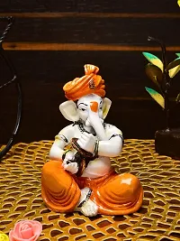 Classic Musical Ganesha Polyresin Figurine - (12.5X5.8 Cm, Multicolor)-thumb1