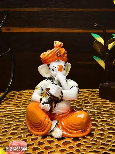 Classic Musical Ganesha Polyresin Figurine - (12.5X5.8 Cm, Multicolor)-thumb2