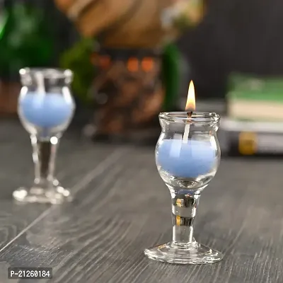 Afast Colorful Designer Glass Wax Candle for Decorative, Magical  Romantic Lighting (One Pcs), Blue-thumb0