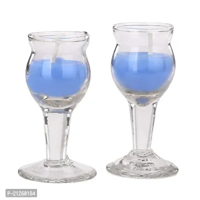 Afast Colorful Designer Glass Wax Candle for Decorative, Magical  Romantic Lighting (One Pcs), Blue-thumb2