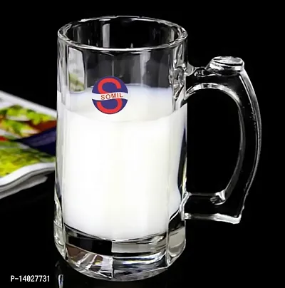 Designer Transparent Beer, Juice, Shake Mug/ Glass With Handle
