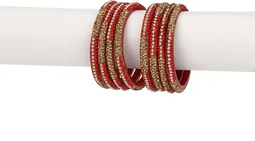 Afast Colorful Glass Bangles/Kada Set Combo Ornamented With Colourful Chips  Beads_D157-thumb1