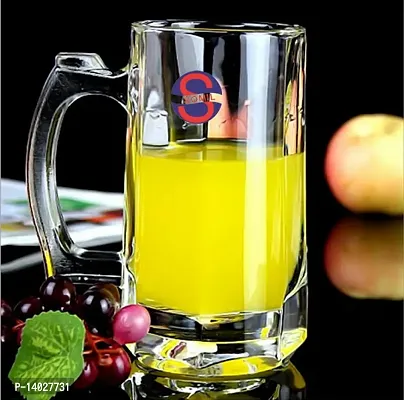 Designer Transparent Beer, Juice, Shake Mug/ Glass With Handle