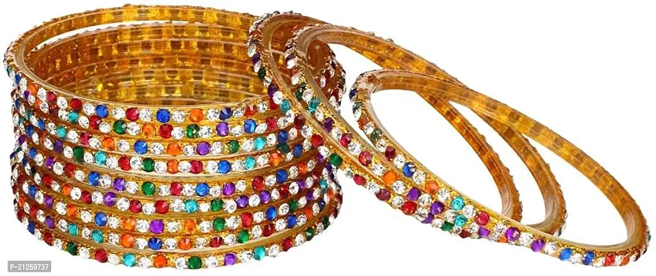 Afast Colorful Glass Bangles/Kada Set Combo Ornamented with Colourful Chips  Beads_D2252-thumb5