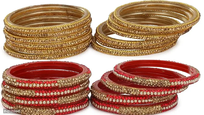 Afast Colorful Glass Bangles/Kada Set Combo Ornamented With Colourful Chips  Beads_D157-thumb0