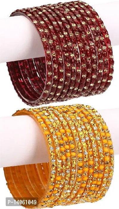 Elegant Multicoloured Glass Crystal Bangles/ Bracelets For Women-thumb0