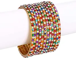 Afast Colorful Glass Bangles/Kada Set Combo Ornamented with Colourful Chips  Beads_D2252-thumb1
