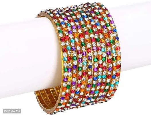 Afast Colorful Glass Bangles/Kada Set Combo Ornamented with Colourful Chips  Beads_D2252-thumb2