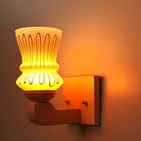 LED Sconce Glass Wall Lamp/Light With Stylish Wood Fitting, 7 Watt (Set Of 2)-DF24-thumb1