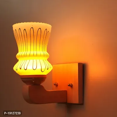 LED Sconce Glass Wall Lamp/Light With Stylish Wood Fitting, 7 Watt (Set Of 2)-DF24-thumb2