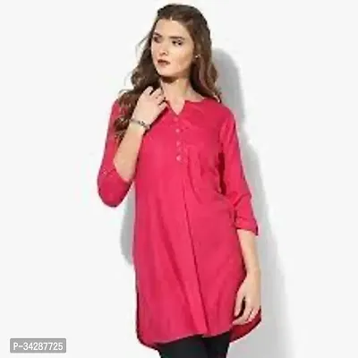 Stylish Pink Cotton Stitched Kurta For Women-thumb0