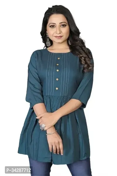 Stylish Blue Cotton Stitched Kurta For Women-thumb0