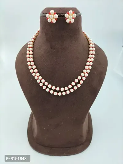 Trendy 2 line Pearl Necklace for women and girls-thumb0