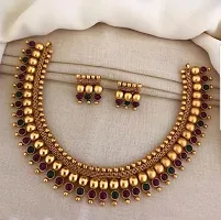 Fancy Golden Brass Jewellery Set For Women-thumb2