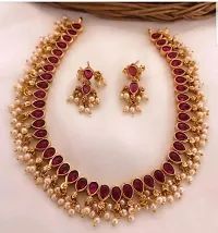 Fancy Golden Brass Jewellery Set For Women-thumb1