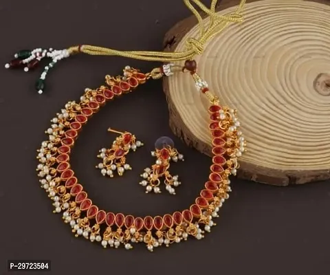 Fancy Golden Brass Jewellery Set For Women-thumb4